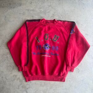 1990 IOU vtg sweater pullover red mens size XL